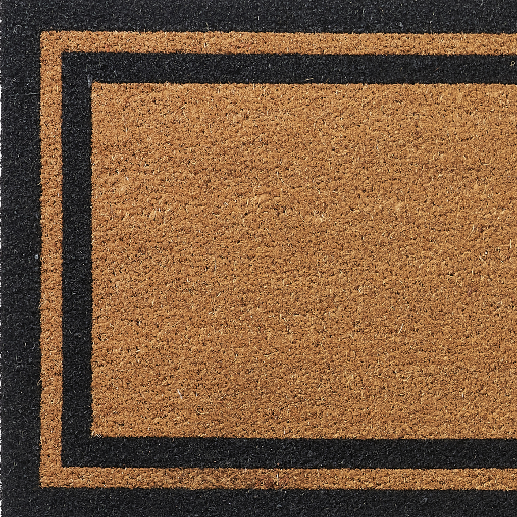 Double Black Border Natural Coir Doormat