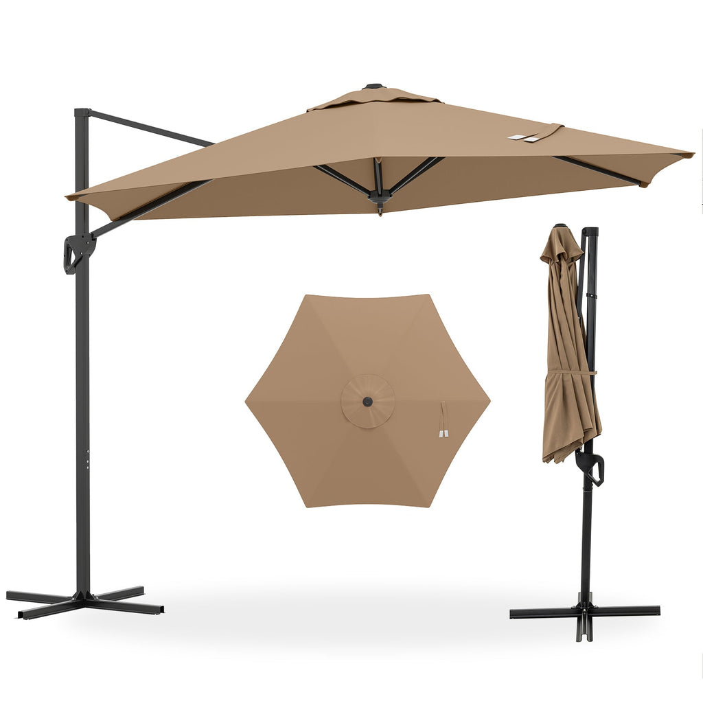 9-Foot Cantilever Patio Umbrella with Vented Sun-Protective Canopy