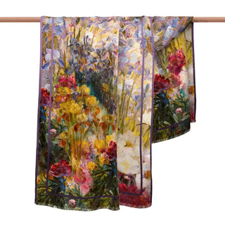 Tiffany Peonies & Iris Silk Blend Shawl – Lightweight Dressy Wrap for Women