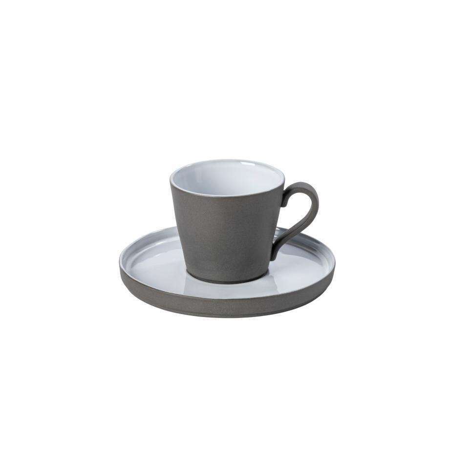 COSTA NOVA – Casafina Lagoa Ecogres Tea Cup & Saucer 7 oz., White / Black – Elegant Tea Set