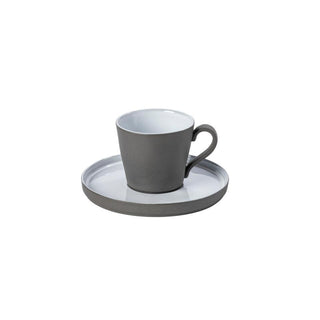 COSTA NOVA – Casafina Lagoa Ecogres Tea Cup & Saucer 7 oz., White / Black – Elegant Tea Set