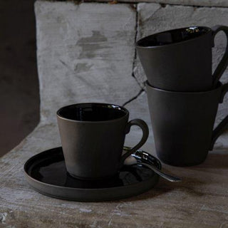 COSTA NOVA – Casafina Lagoa Ecogres Tea Cup & Saucer 7 oz., White / Black – Elegant Tea Set