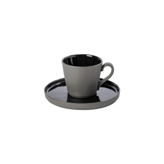 COSTA NOVA – Casafina Lagoa Ecogres Tea Cup & Saucer 7 oz., White / Black – Elegant Tea Set