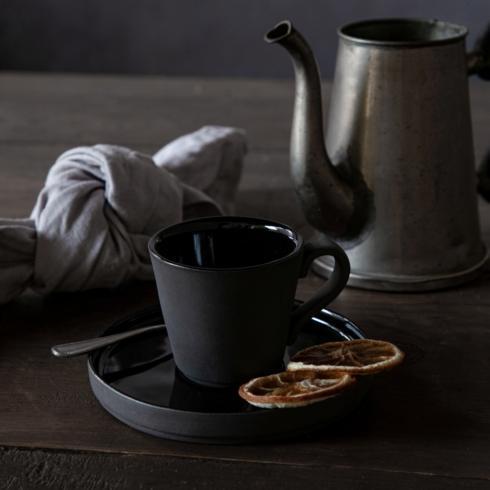 COSTA NOVA – Casafina Lagoa Ecogres Coffee Cup & Saucer 3 oz., Black – Stylish Coffee Set