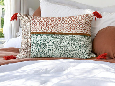 Hand Block Print Rectangular Throw Pillow – Artisan Cotton Home Decor