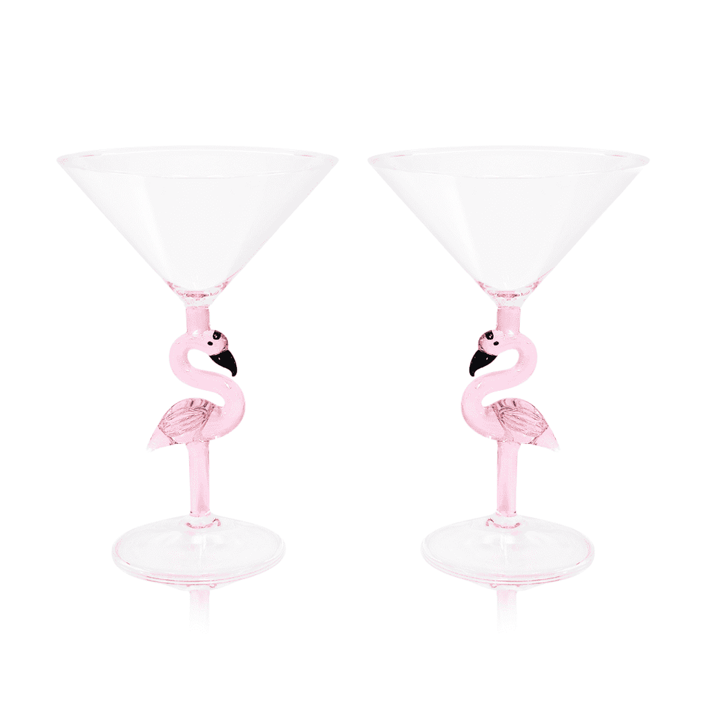 Pink Flamingo 3D Martini Glasses – Set of 2