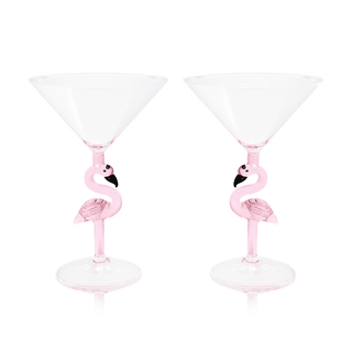 Pink Flamingo 3D Martini Glasses – Set of 2