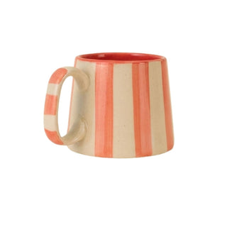 Ceramic Pink Stripe Coffee Cup Set of 4