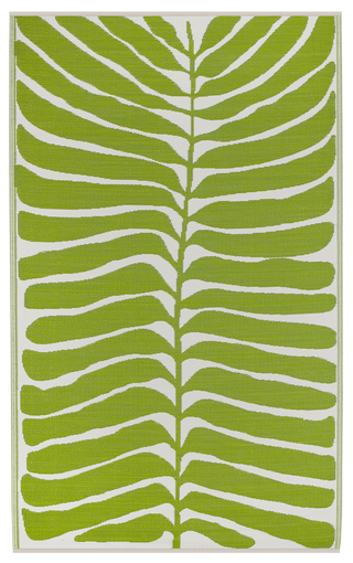 Hilo Green Tropical Leaf Reversible Outdoor Patio Rug