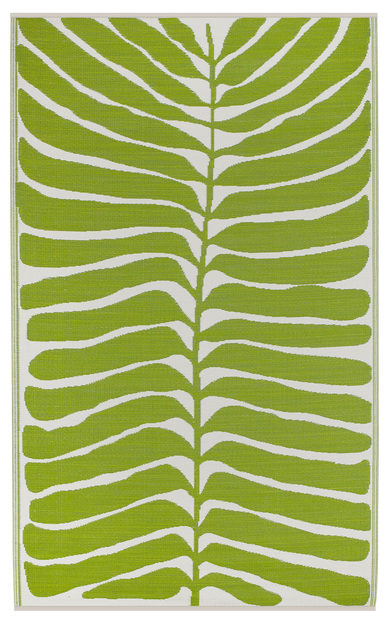 Hilo Green Tropical Leaf Reversible Outdoor Patio Rug