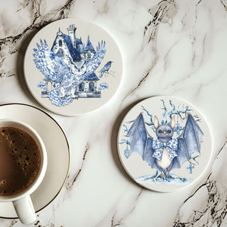 Blue & White Chinoiserie Halloween Coasters – Set of 8 Designs