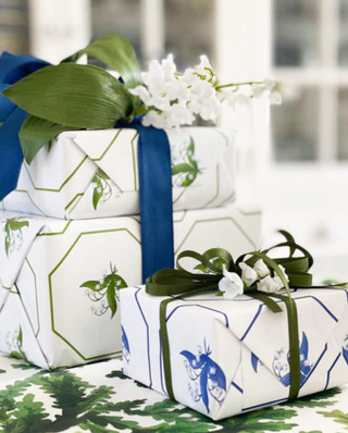 Reversible Lily of the Valley Gift Wrap | Elegant Double-Sided Wrap