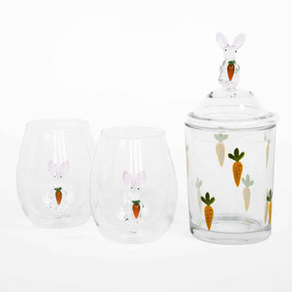 3D Easter Bunny Jar & Stemless Wine Glass Collection