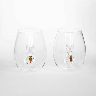 3D Easter Bunny Stemless Wine Glasses – Set of 2