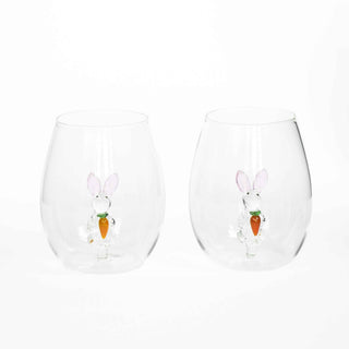 3D Easter Bunny Stemless Wine Glasses – Set of 2