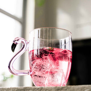 3D Pink Flamingo Glass Mugs – Set of 2