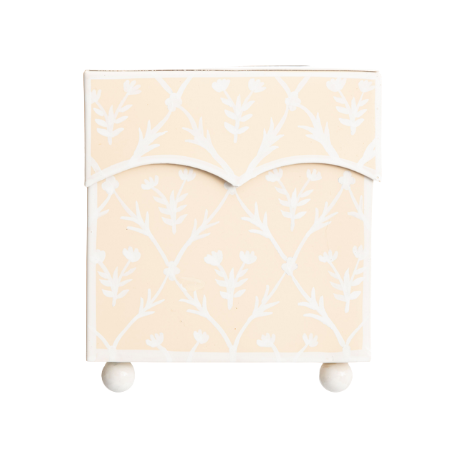 Pale Pink & White Tulip Tissue Holder | Elegant Bathroom Accent