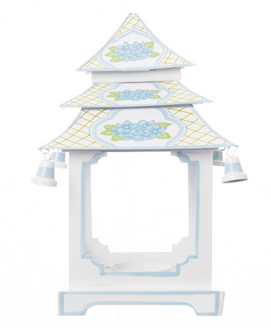 Blue Trim Hydrangea Pagoda Lantern (4 Sizes)