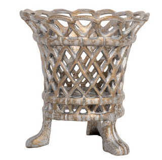 Pewter & Gold Lattice Footed Planter