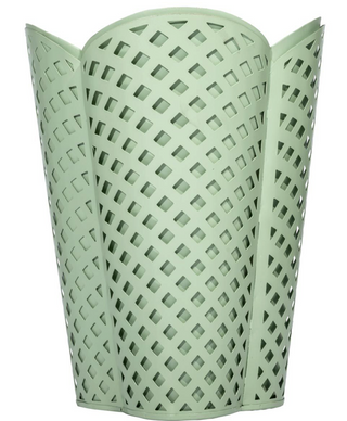 Dark Celadon Lattice Wastepaper Basket & Tissue (3 Options) | Classic Bath Décor