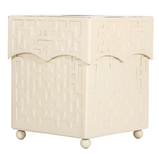 Cream Fretwork Wastepaper Basket & Tissue Holder | Elegant Bath Décor