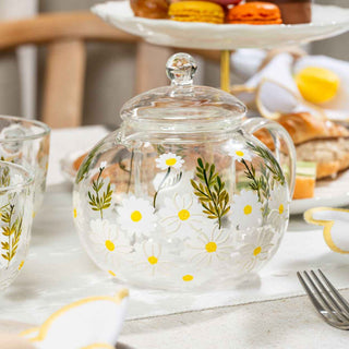 Hand-Painted Daisy Glass Teapot