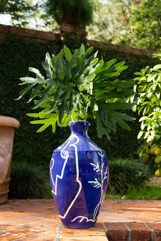 Pablo Large Vase - Blue w/ White & Black or White w/ Blue & Green