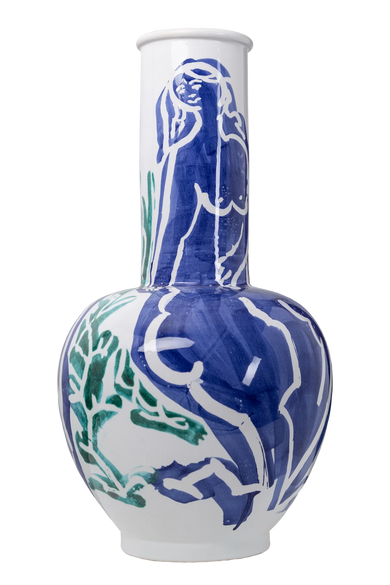 Pablo Large Vase - Blue w/ White & Black or White w/ Blue & Green