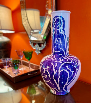 Pablo Large Vase - Blue w/ White & Black or White w/ Blue & Green