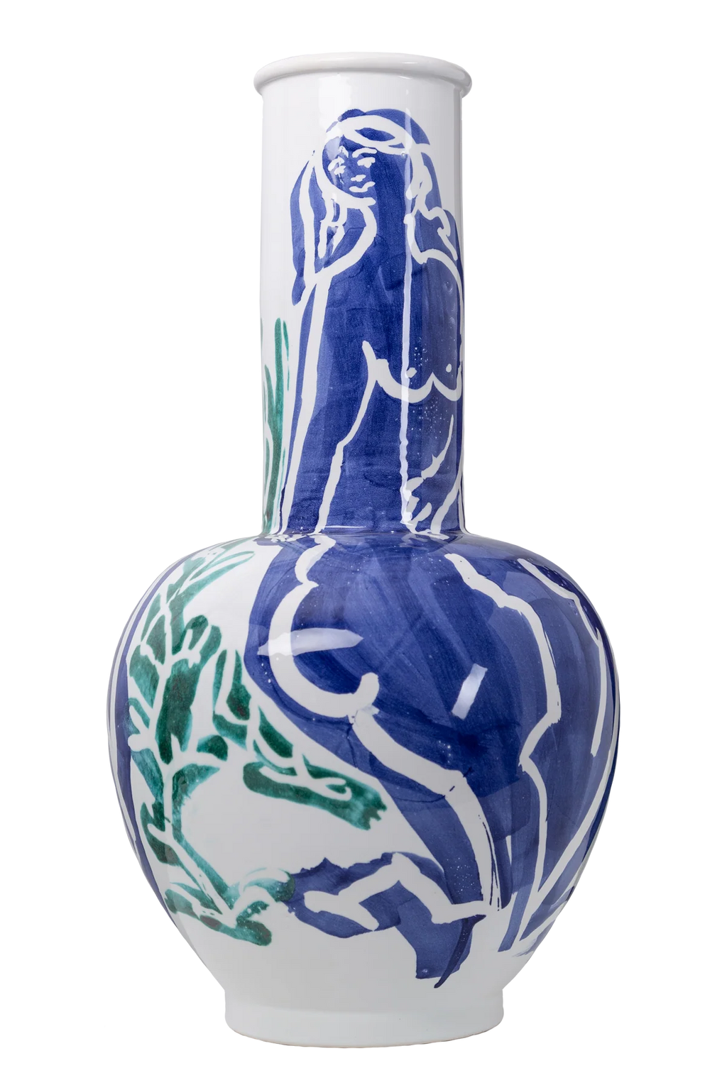Pablo Large Vase - Blue w/ White & Black or White w/ Blue & Green