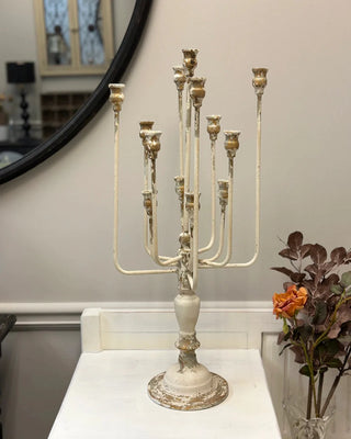 Antique-Style Aged Iron Multi-Arm Candelabra