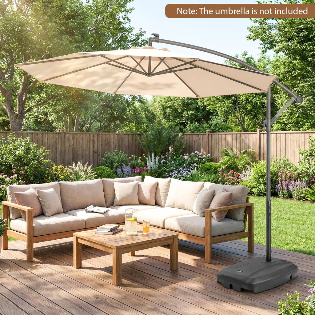 220-Lb. Fillable Cantilever Patio Umbrella Base with Wheels – Black