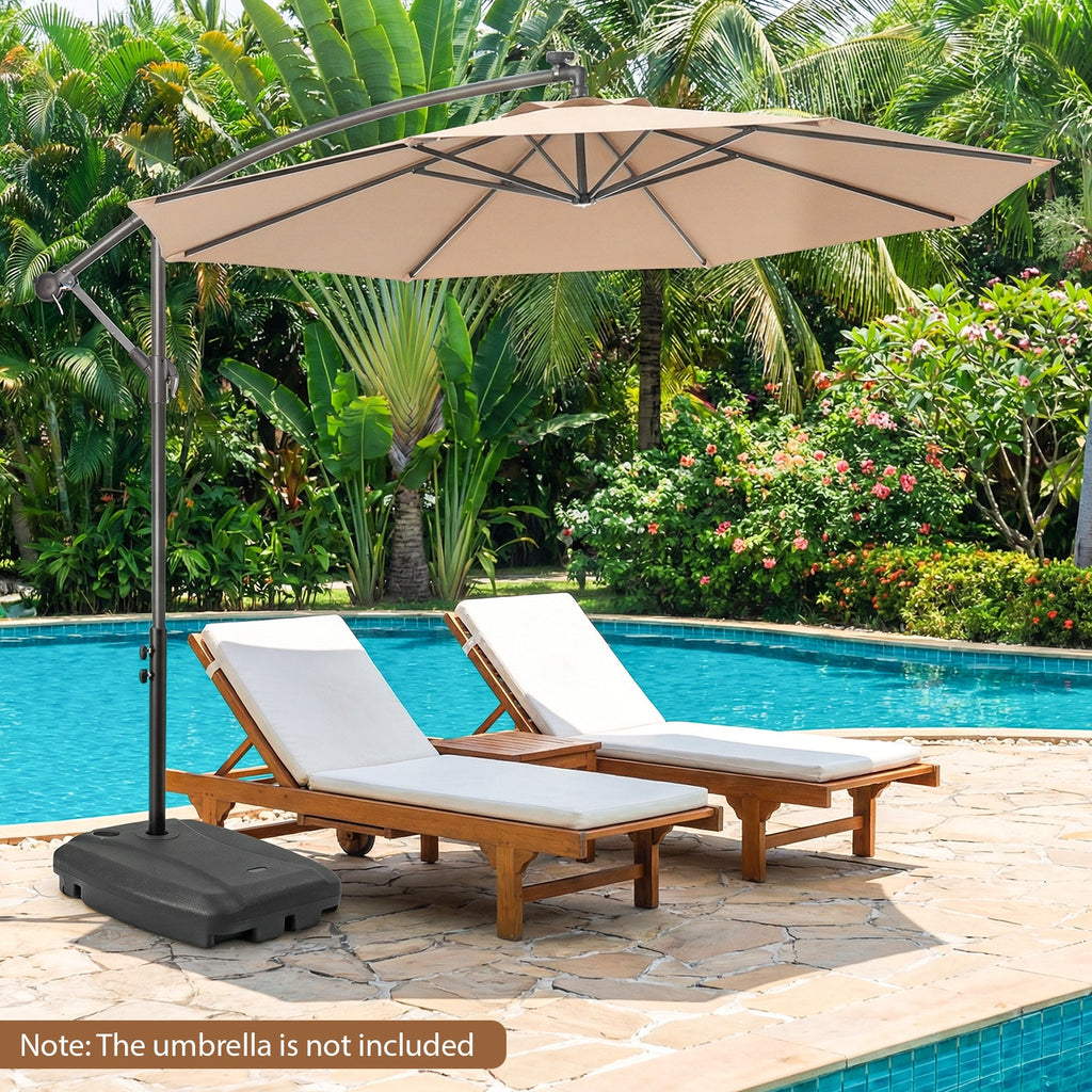 220-Lb. Fillable Cantilever Patio Umbrella Base with Wheels – Black