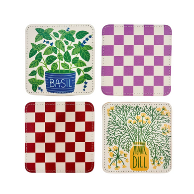Homegrown Herbs Botanical Coasters – Set of 4