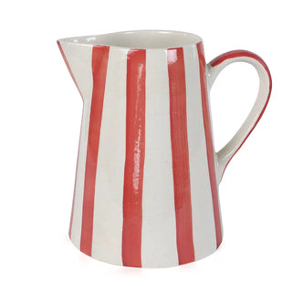 Ceramic Stripe Pitcher Red