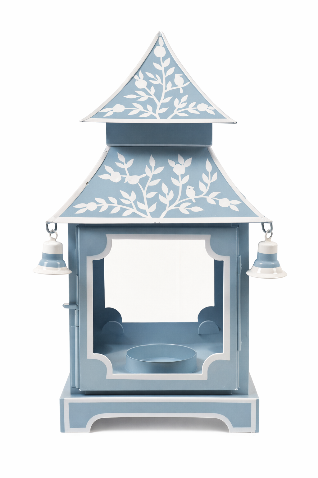 Soft Blue & White Bird & Vine Pagoda Lantern (4 Sizes) | Chinoiserie Accent