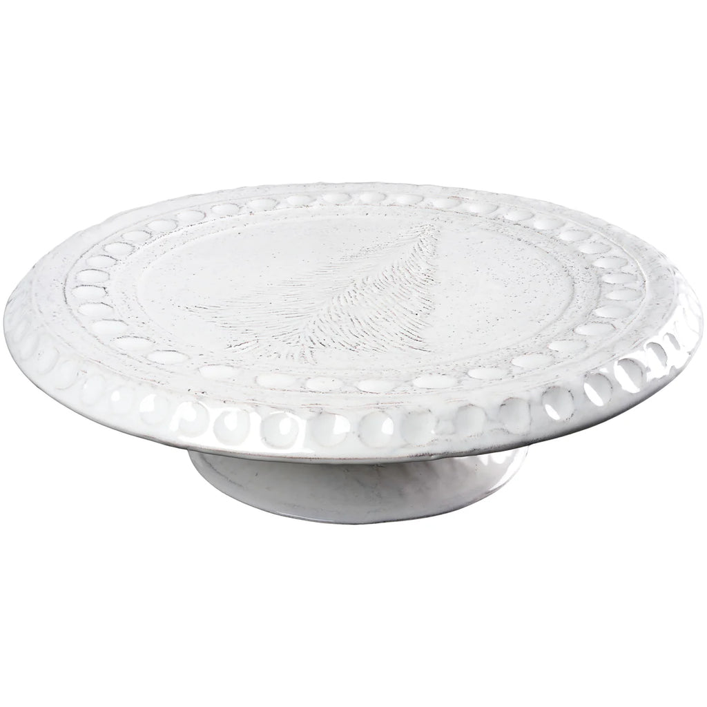 Cake plate, White w/Etched Tree