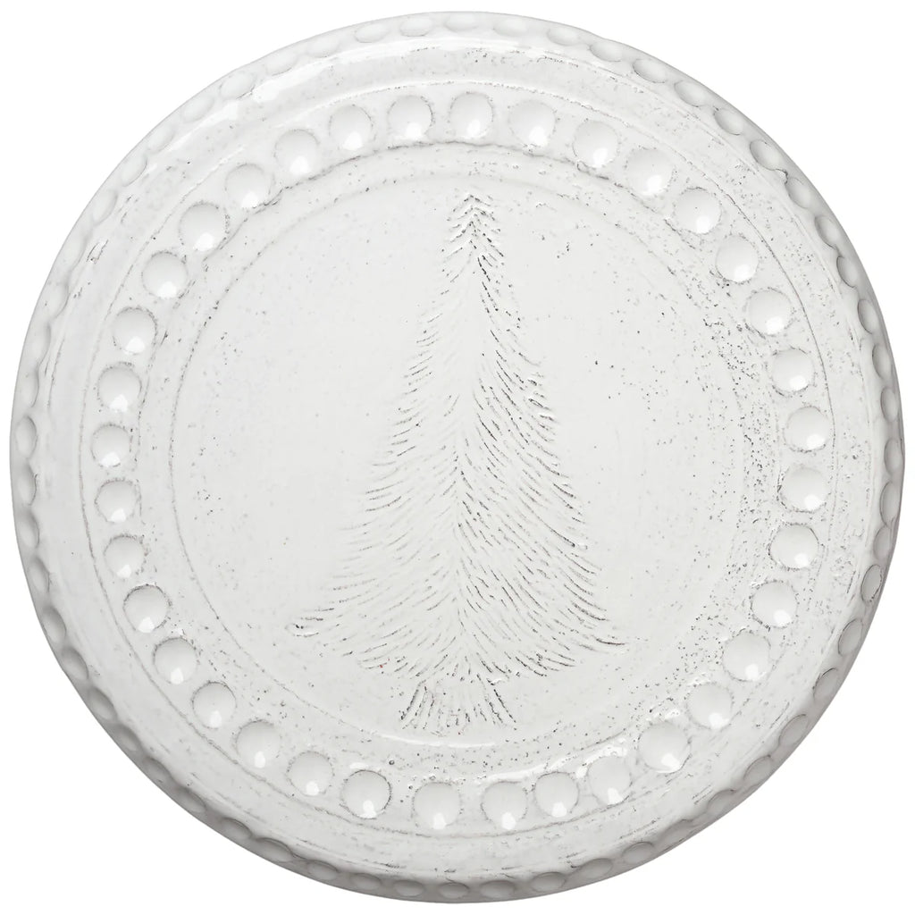 Cake plate, White w/Etched Tree