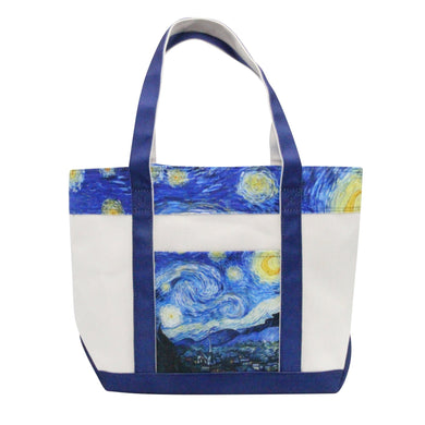 van Gogh Starry Night Large Canvas Boat Tote – Zipper Top & Pockets