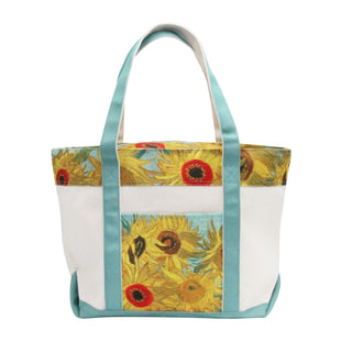 van Gogh Sunflowers Large Canvas Boat Tote – Zipper Top & Pockets