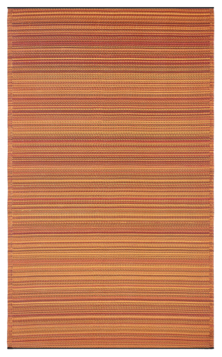 Cancun Terracotta Striped Reversible Outdoor Patio Rug