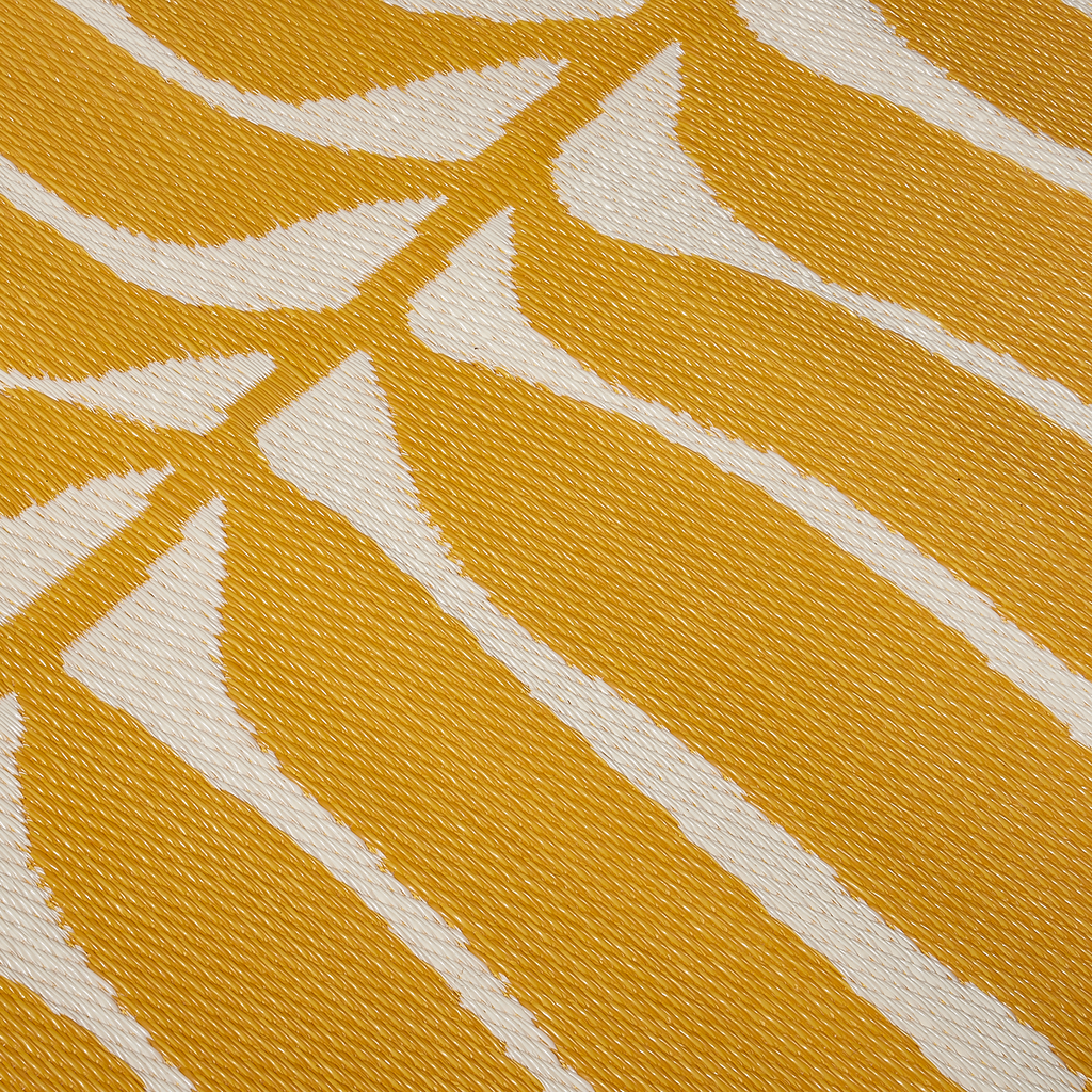 Hilo Honey Tropical Leaf Reversible Outdoor Patio Rug