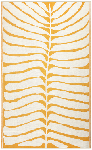 Hilo Honey Tropical Leaf Reversible Outdoor Patio Rug
