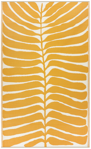 Hilo Honey Tropical Leaf Reversible Outdoor Patio Rug