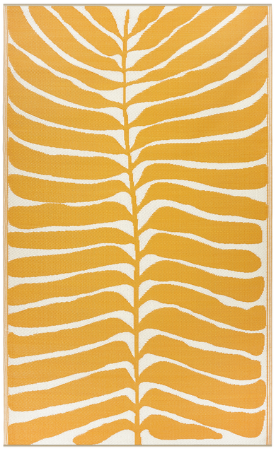 Hilo Honey Tropical Leaf Reversible Outdoor Patio Rug