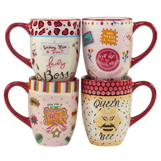 Lolita Lady Boss Ceramic Mug Set of 4 – 16 oz Coffee & Tea Mugs