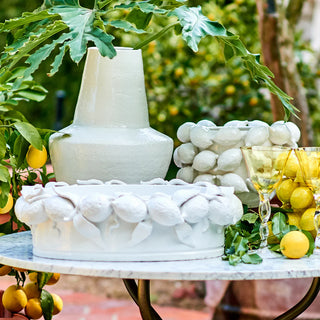 Oval Bowl with Lemons, Yellow/White