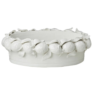 Oval Bowl with Lemons, Yellow/White