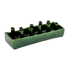 Ceramic Boat Tulipiere, Green/White, 8-Hole/10-Hole