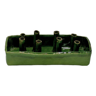 Ceramic Boat Tulipiere, Green/White, 8-Hole/10-Hole